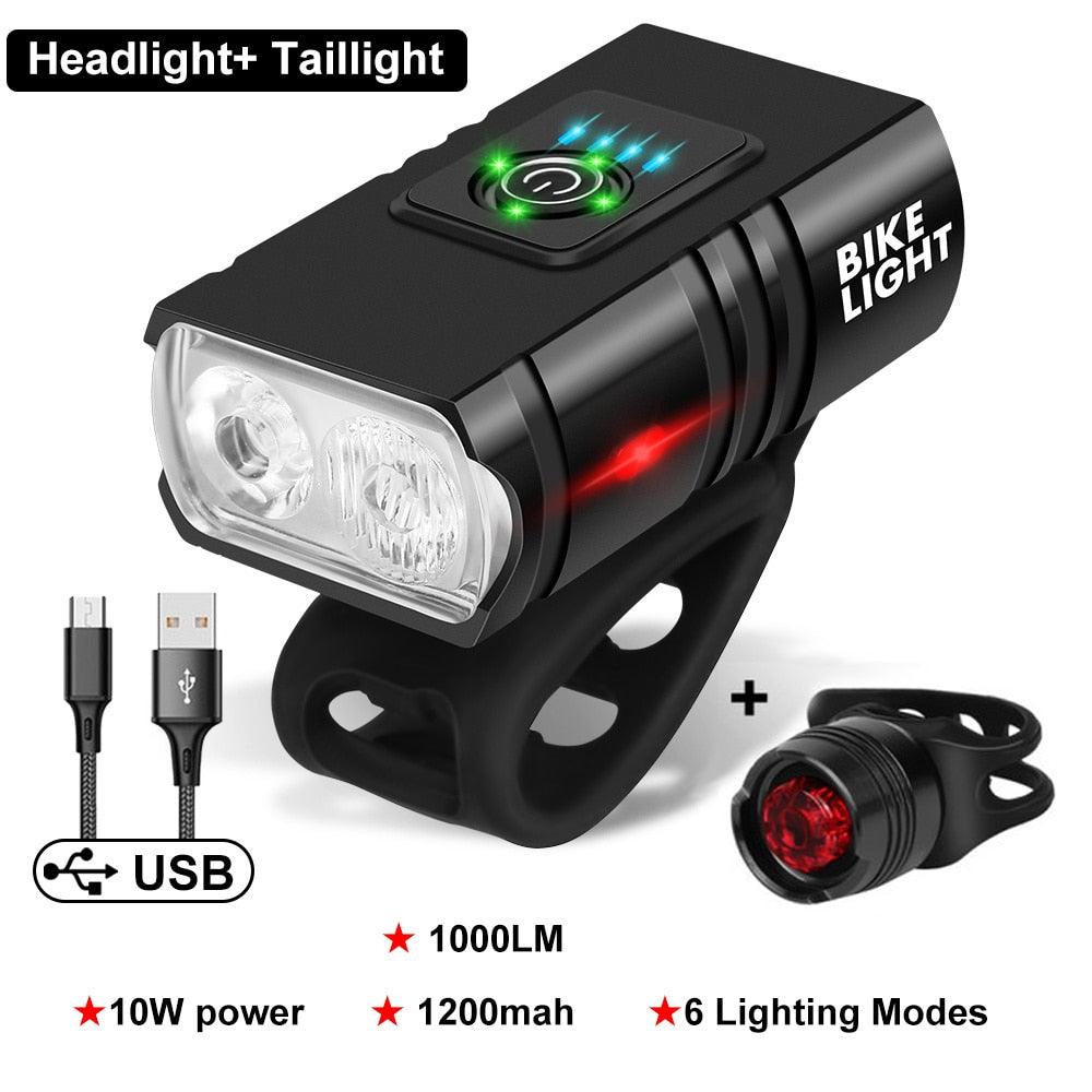 NEW LED Bicycle Light 1000LM USB Rechargeable Power Display MTB Mountain Road Bike Front Lamp Flashlight Cycling Equipment - Pogo Cycles