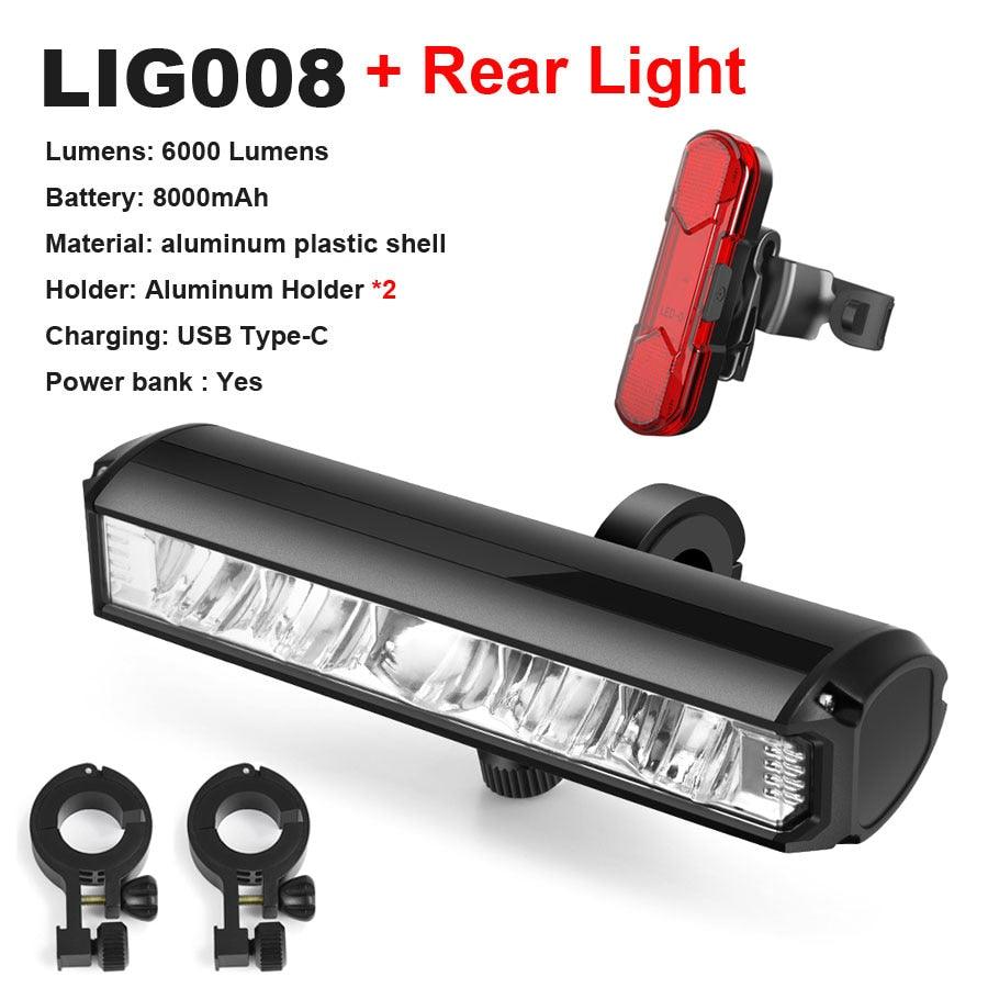 NEWBOLER 1000 Lumen Flashlight For Bicycle USB Bike Front Rear Light Set Rainproof MTB Headlight 4800mAh Cycling Lamp Accessory - Pogo Cycles