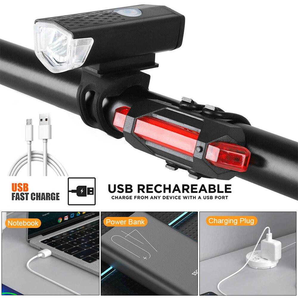 USB Rechargeable Bike Light Set Front Light with Taillight Easy to Install 3 Modes Bicycle Accessories for the Bicycle - Pogo Cycles