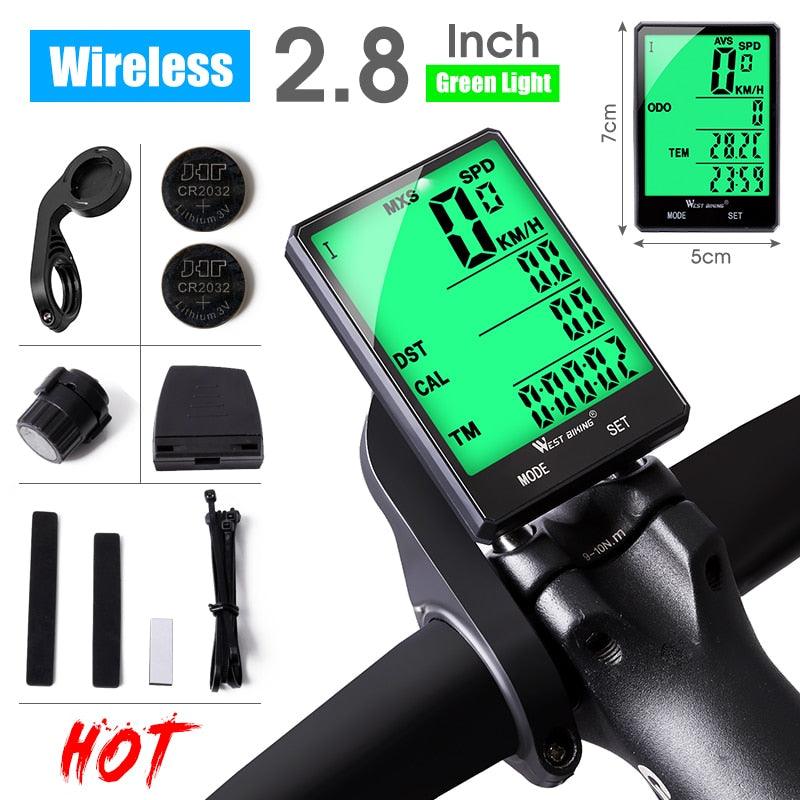 WEST BIKING Bike Computer Multifunction LED Digital Rate MTB Bicycle Speedometer Wireless Cycling Odometer Computer Stopwatch - Pogo Cycles