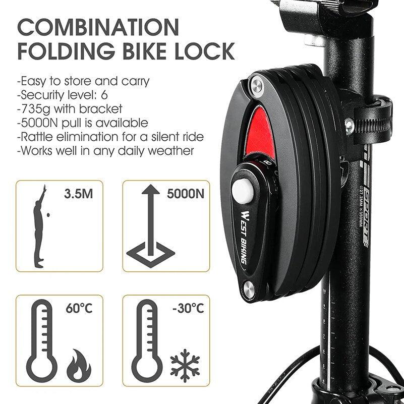 WEST BIKING Bike Foldable Password Lock - Pogo Cycles