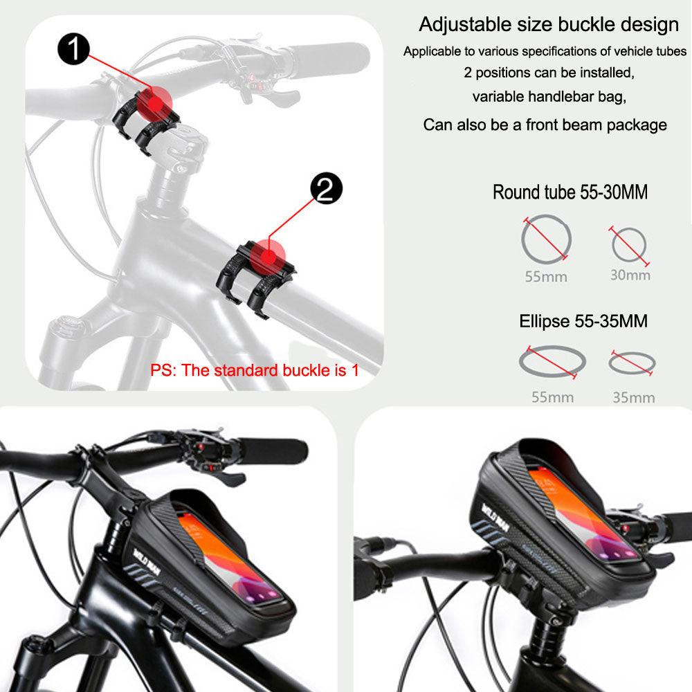 WILD MAN Bike Bag 2L Frame Front Tube Cycling Bag Bicycle Waterproof Phone Case Holder 7.4 Inches Touch Screen Bag Accessories - Pogo Cycles