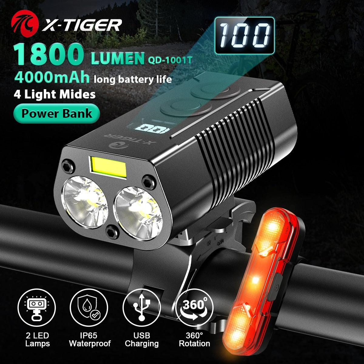 X-TIGER Bicycle Light Rainproof USB Charging LED Cycling Lights Front Lamp Headlight Aluminum Ultralight Flashlight Bike Light - Pogo Cycles