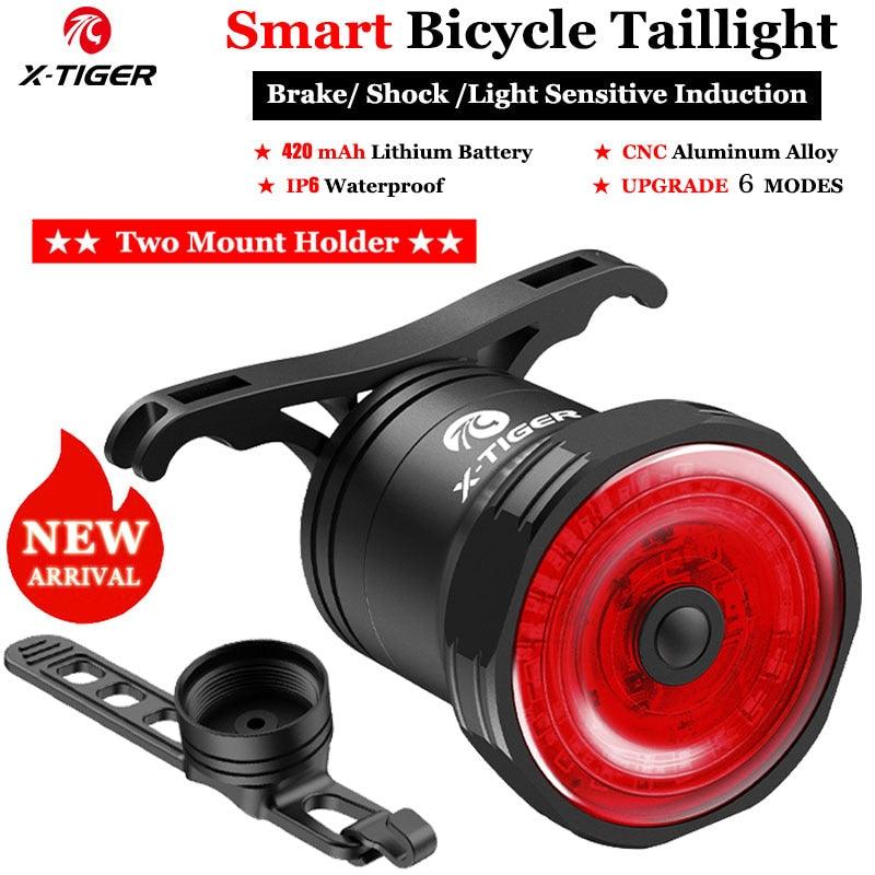 X-TIGER Smart Bicycle Taillight Ultra Bright Riding Safety Auto On/Off Safety Warning Bicycle Light Sensing Rear Lights - Pogo Cycles