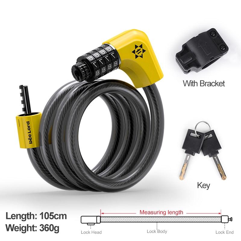 Xunting Bike Lock Coiled Secure Keys - Pogo Cycles