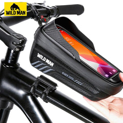 WILD MAN Bike Bag 2L Frame Front Tube Cycling Bag Bicycle Waterproof Phone Case Holder 7.4 Inches Touch Screen Bag Accessories - Pogo Cycles